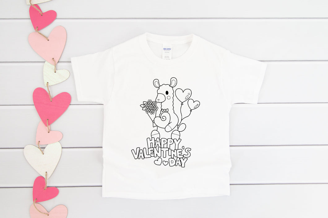Ilama Valentines Day Coloring - Childrens
